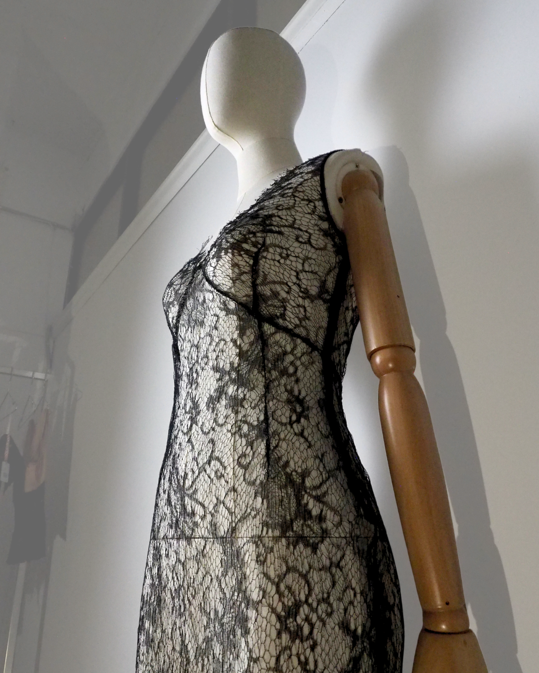 Collette Dinnigan c. 1999 black lace dress